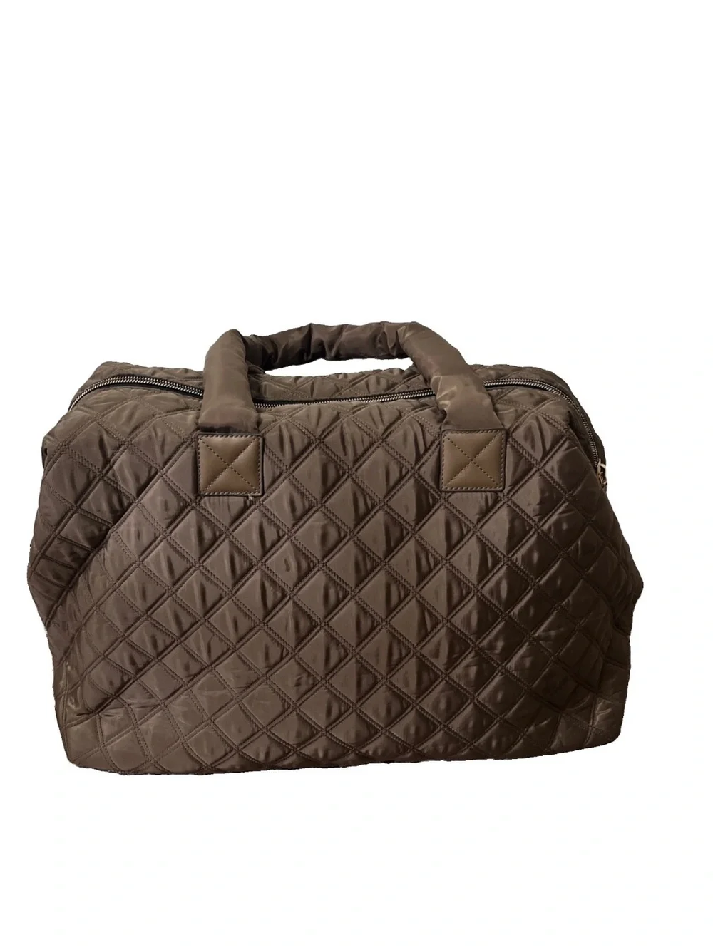 Joan & David Quilted Brown Duffel with Triple Front Pockets loads of space
